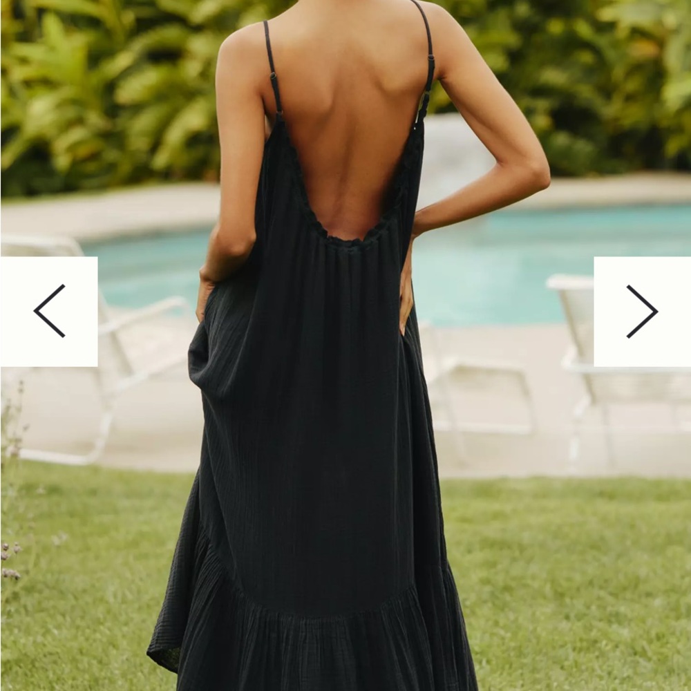 Anthropologie Coral-Orange Maxi Dress with Spaghetti Straps - Picture 6 of 7